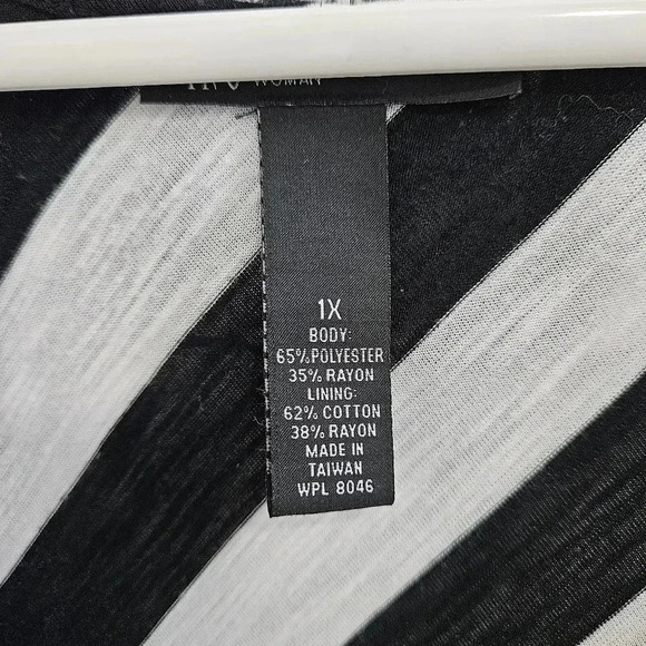 INC International Concepts Black and White Stripe Knee Length Dress - Size 1X - Picture 7 of 10